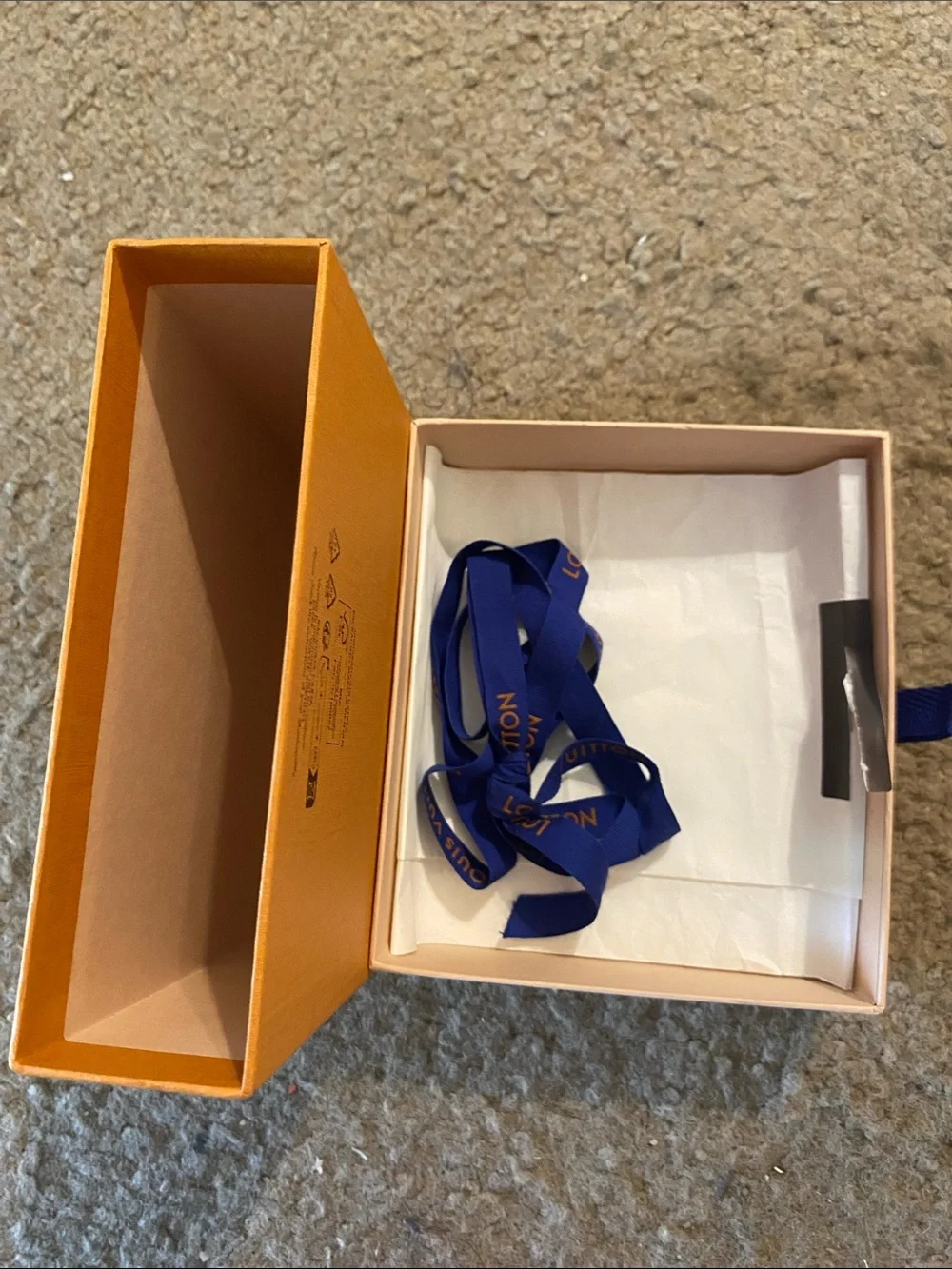 Louis Vuitton Orange and Blue Gift Box with Ribbon